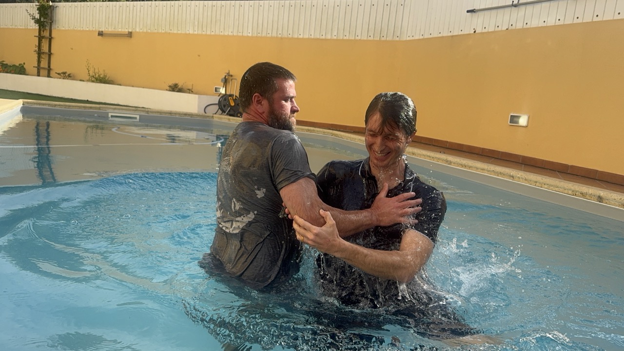 Discipleship meeting with believers in Portugal